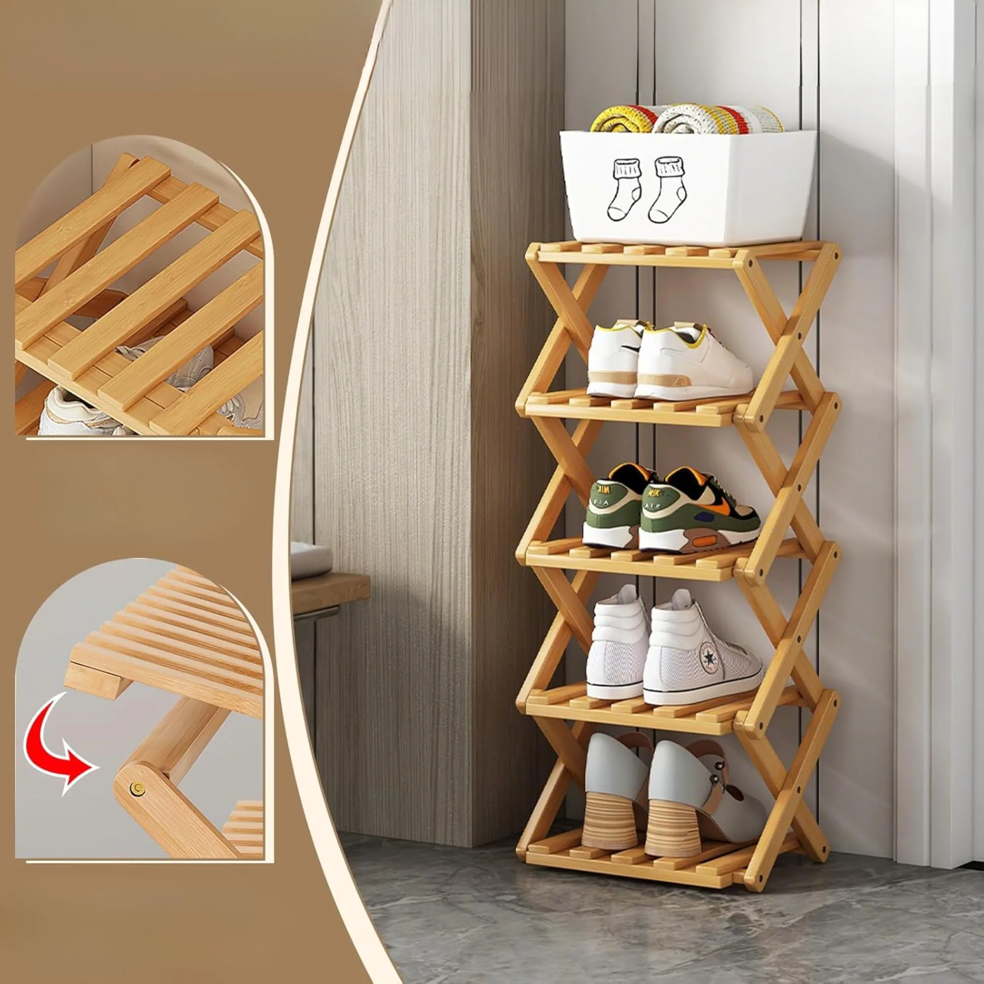 Chaussiere Pliable En Bois - رف احذية أنيق خشبي قابل للطي - Image 3