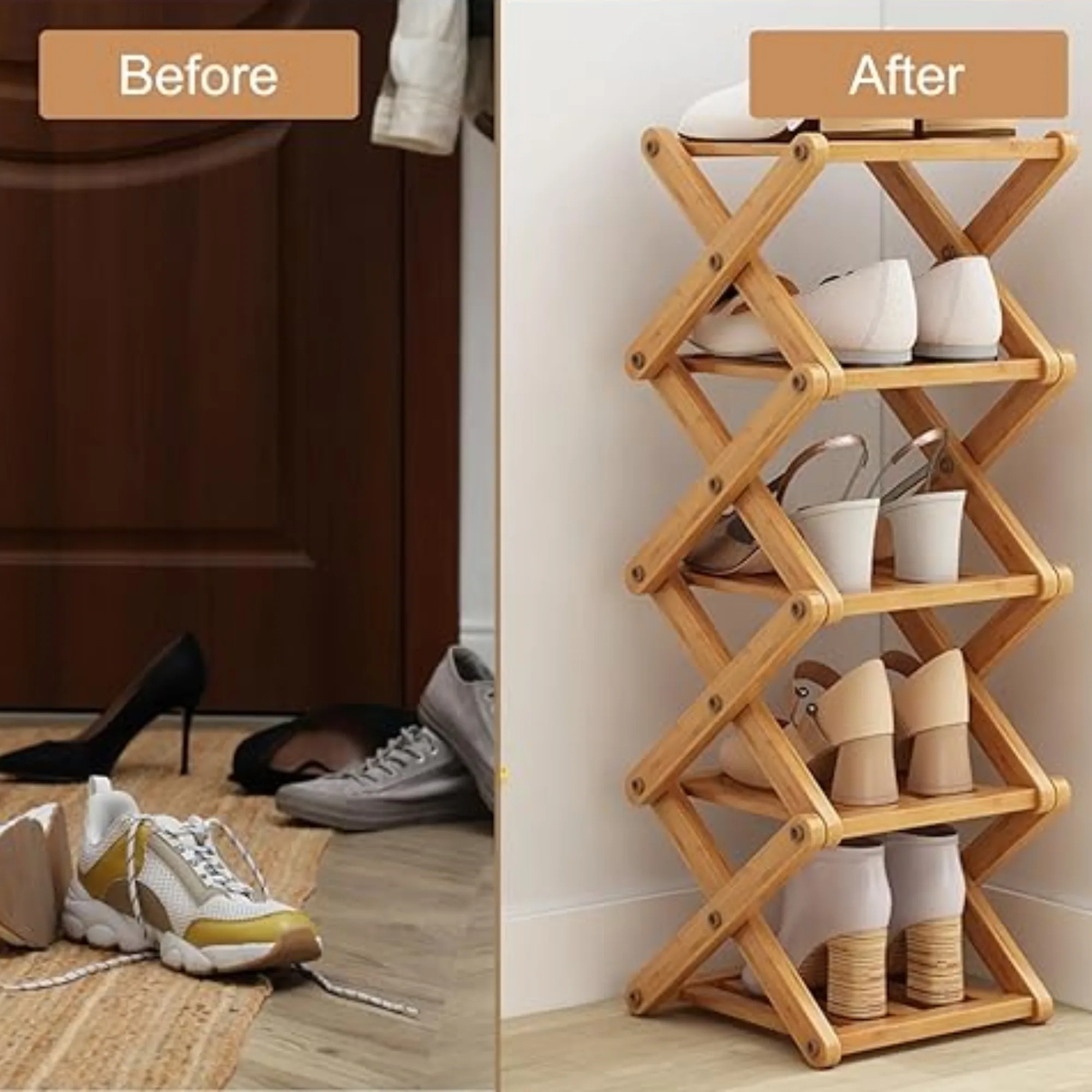 Chaussiere Pliable En Bois - رف احذية أنيق خشبي قابل للطي - Image 4